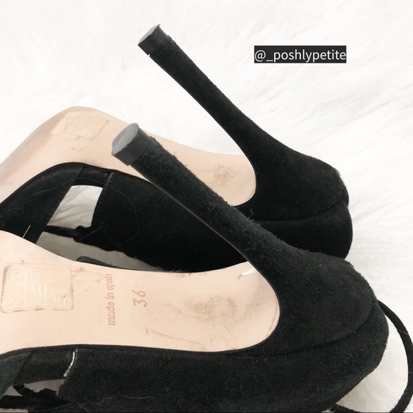 TopShop black suede lace up strappy pump heels - Picture 8 of 14